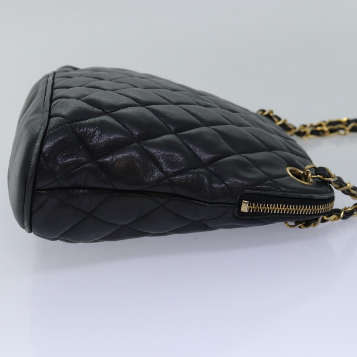 CHANEL Matelasse Chain Shoulder Bag Lamb Skin Black CC yk13018