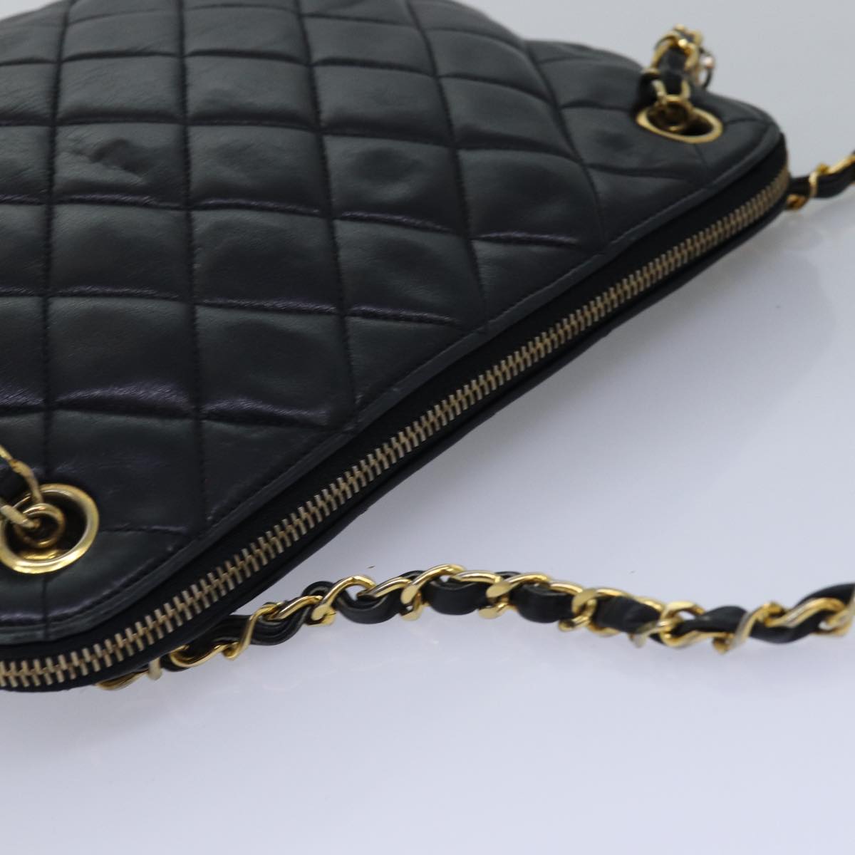 CHANEL Matelasse Chain Shoulder Bag Lamb Skin Black CC yk13018