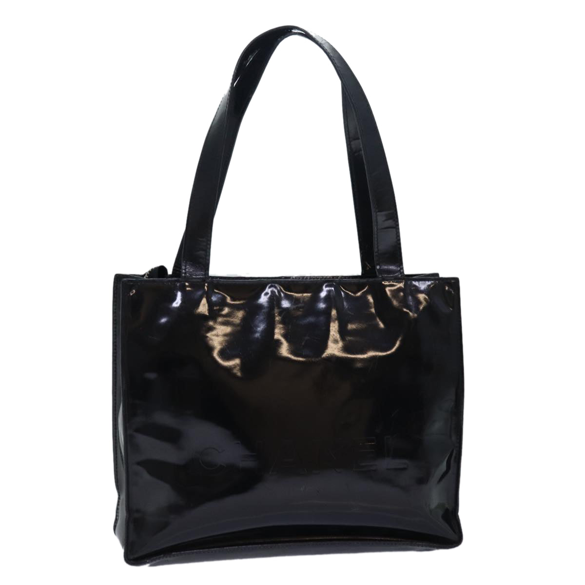 CHANEL Tote Bag Enamel Black CC yk13900