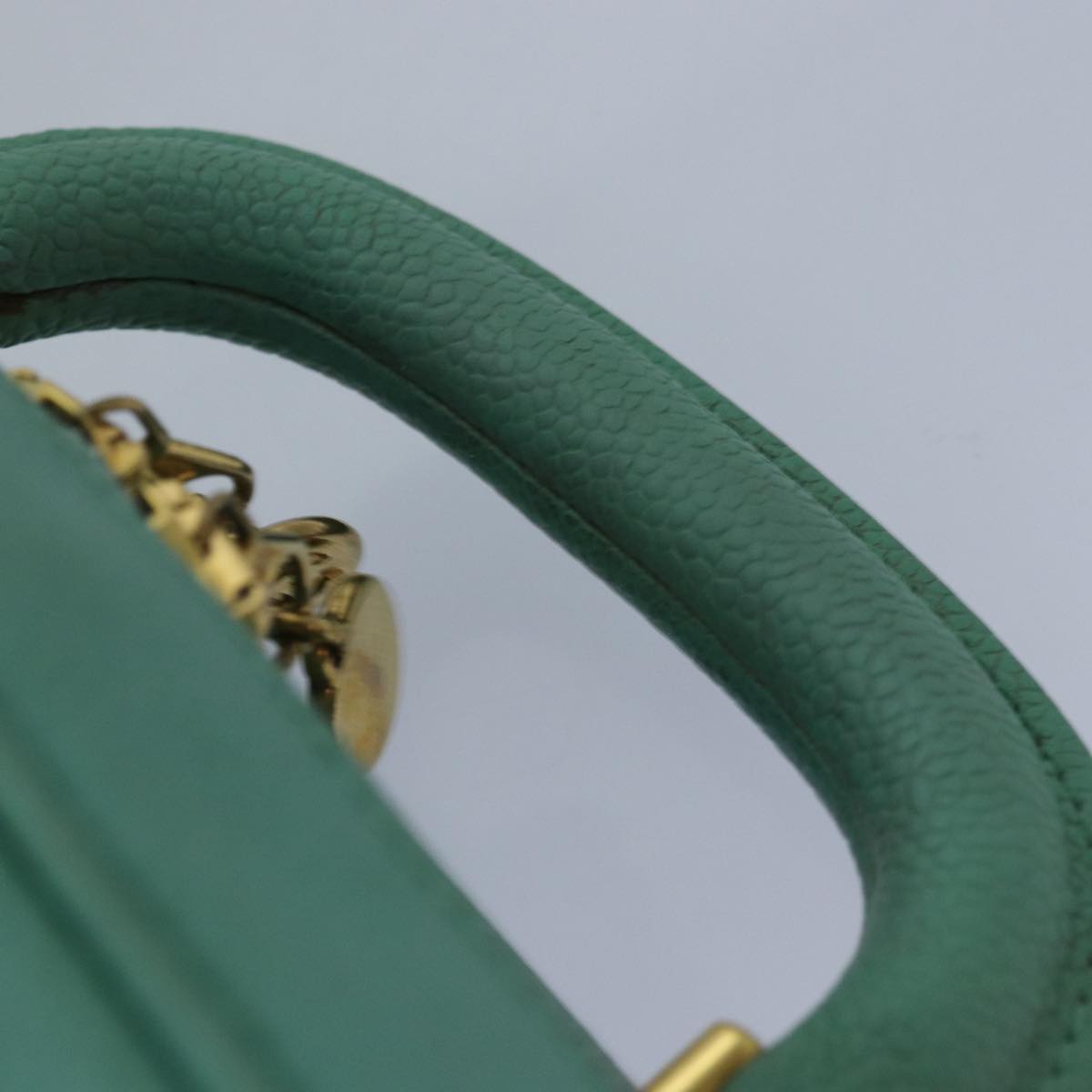 CHANEL Vanity COCO Mark Hand Bag Caviar Skin Emerald Green CC yk13974A