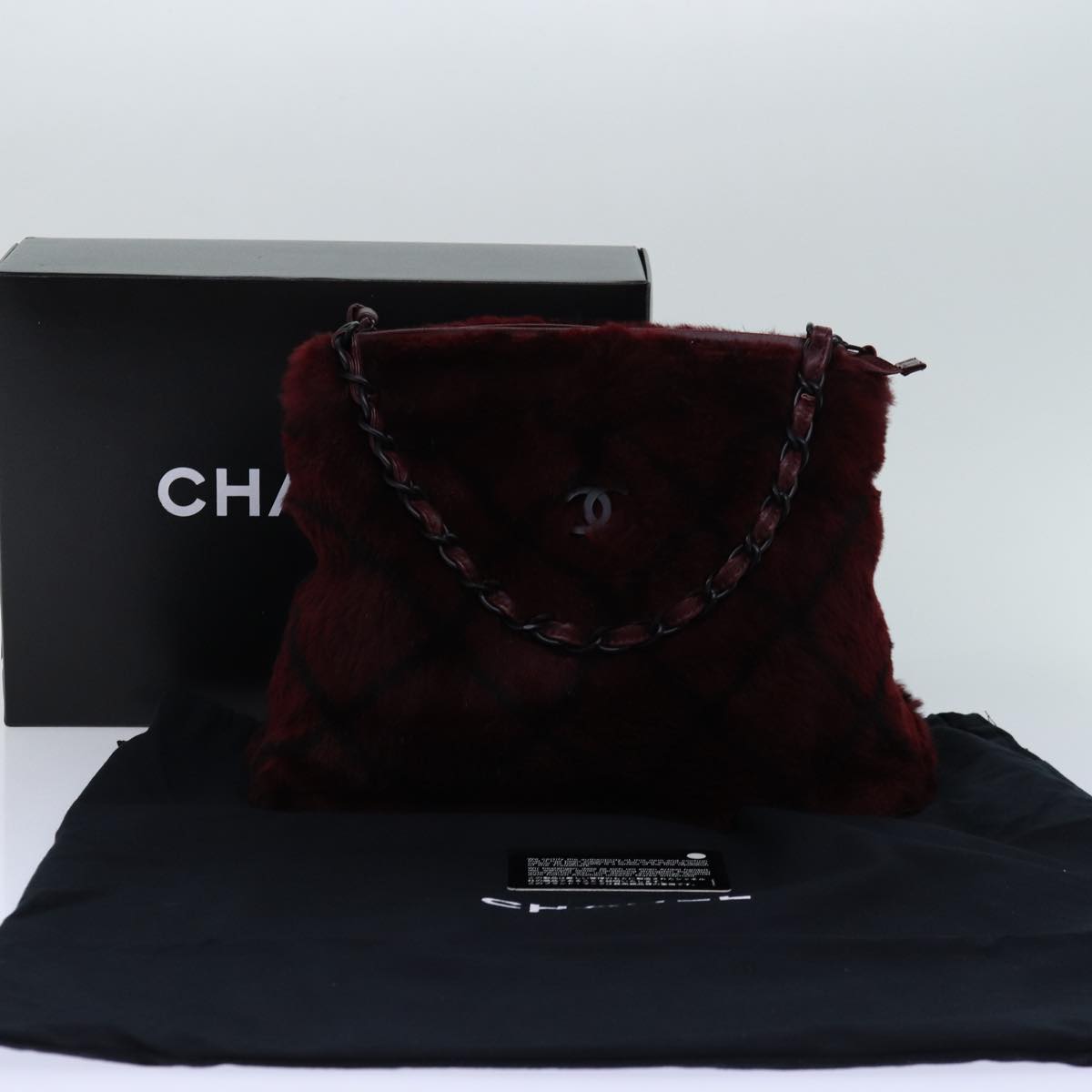 CHANEL COCO Mark Chain Hand Bag Canvas Wine Red CC yk13976A
