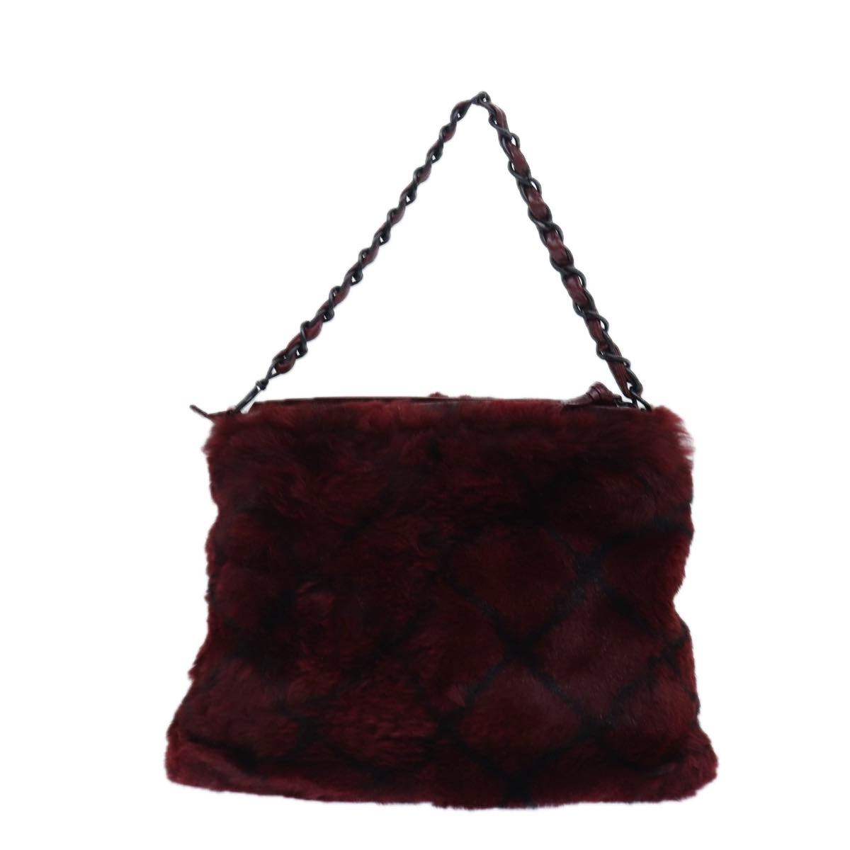 CHANEL COCO Mark Chain Hand Bag Canvas Wine Red CC yk13976A