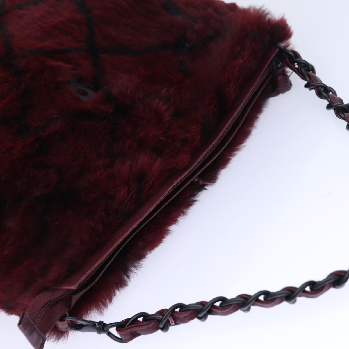 CHANEL COCO Mark Chain Hand Bag Canvas Wine Red CC yk13976A