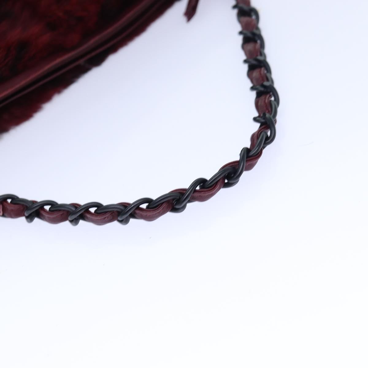CHANEL COCO Mark Chain Hand Bag Canvas Wine Red CC yk13976A