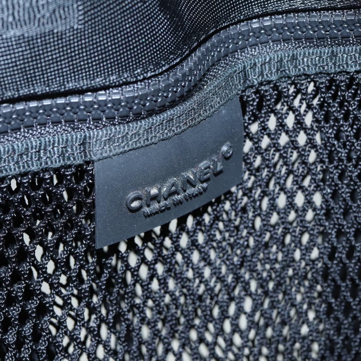 CHANEL Sports Tote Bag Nylon Black Gray CC yk14152