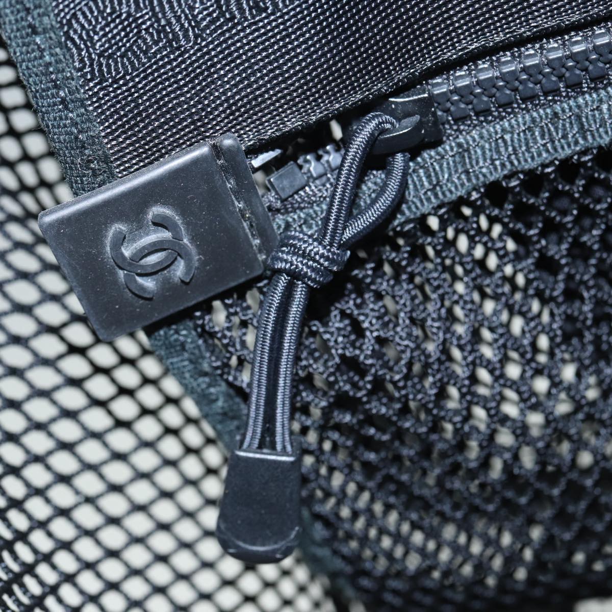 CHANEL Sports Tote Bag Nylon Black Gray CC yk14152