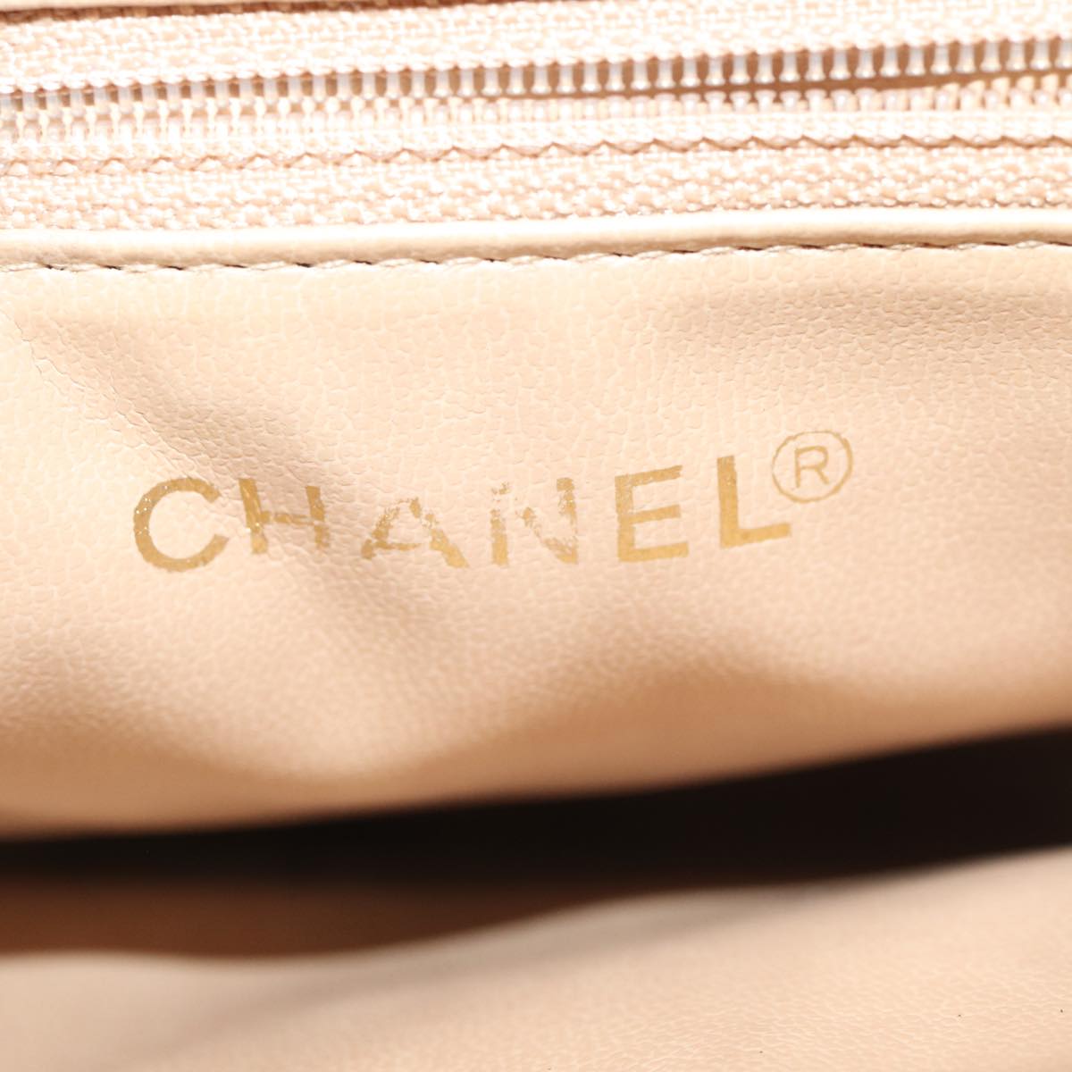 CHANEL V Stitch Hand Bag Leather 2way Beige Gold CC yk14320