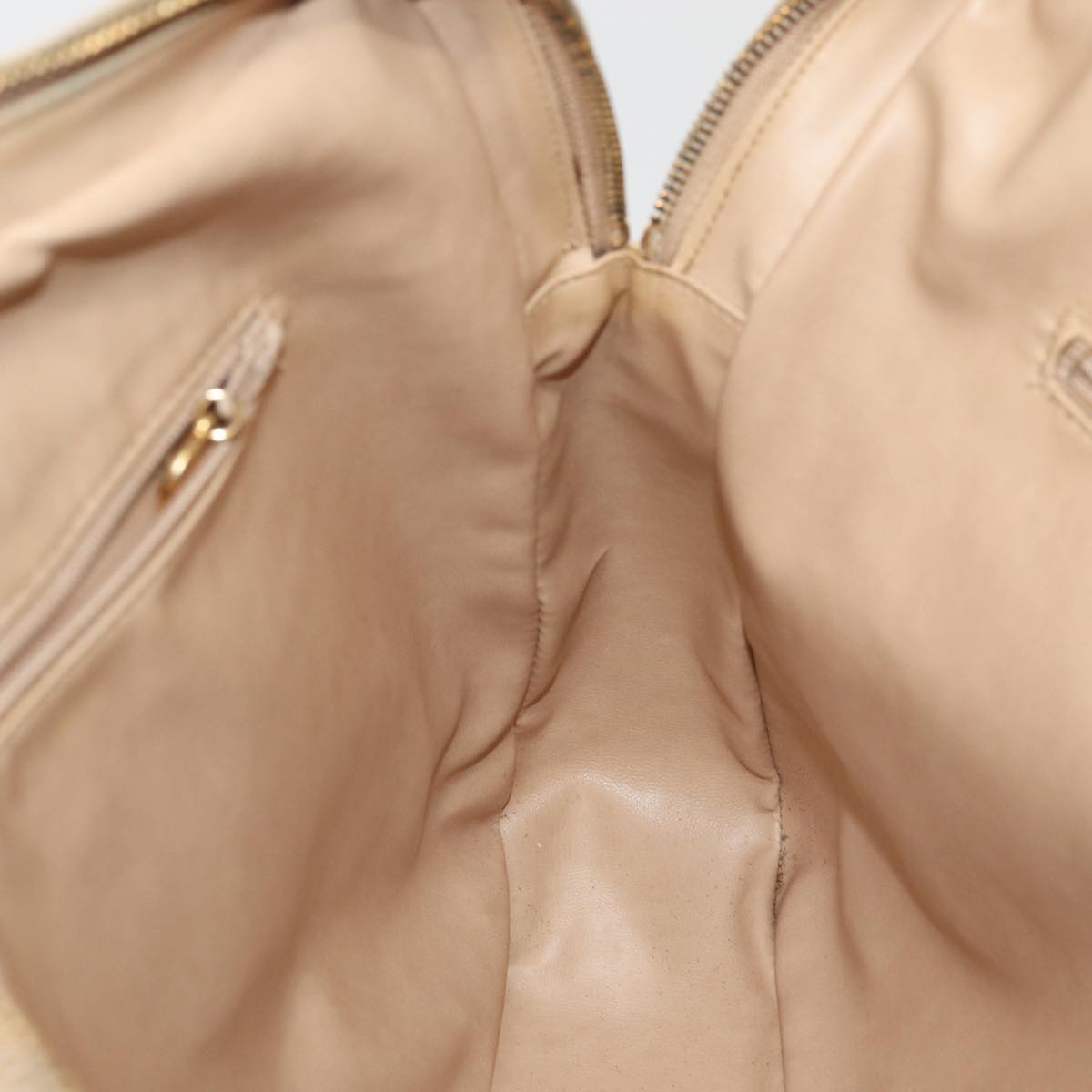 CHANEL V Stitch Hand Bag Leather 2way Beige Gold CC yk14320