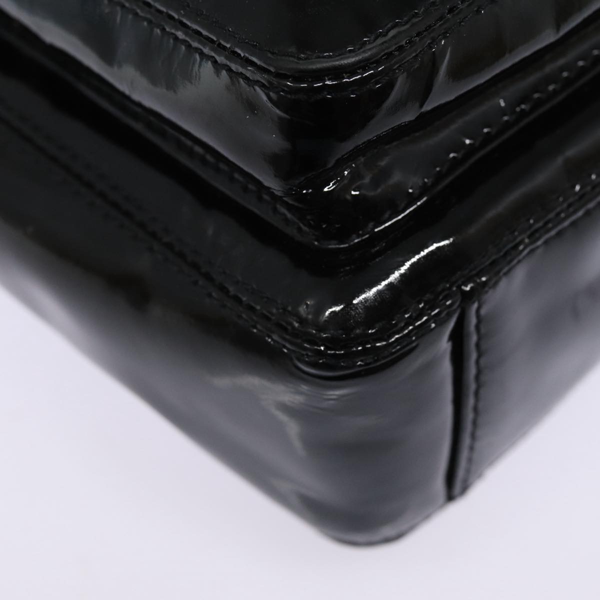 CHANEL COCO Mark Shoulder Bag Enamel Black Silver CC yk14331