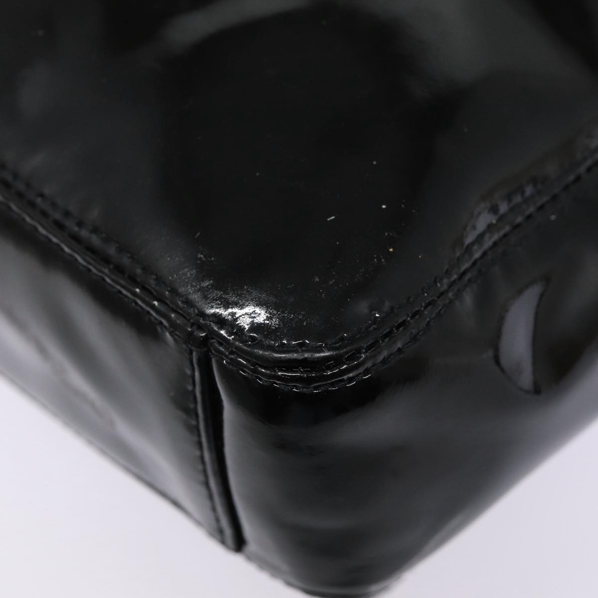 CHANEL COCO Mark Shoulder Bag Enamel Black Silver CC yk14331
