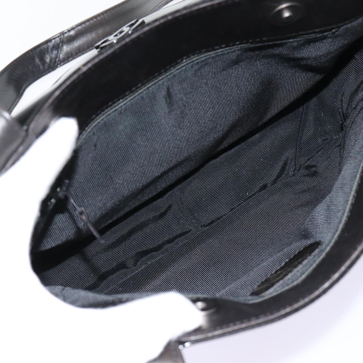 CHANEL COCO Mark Shoulder Bag Enamel Black Silver CC yk14331