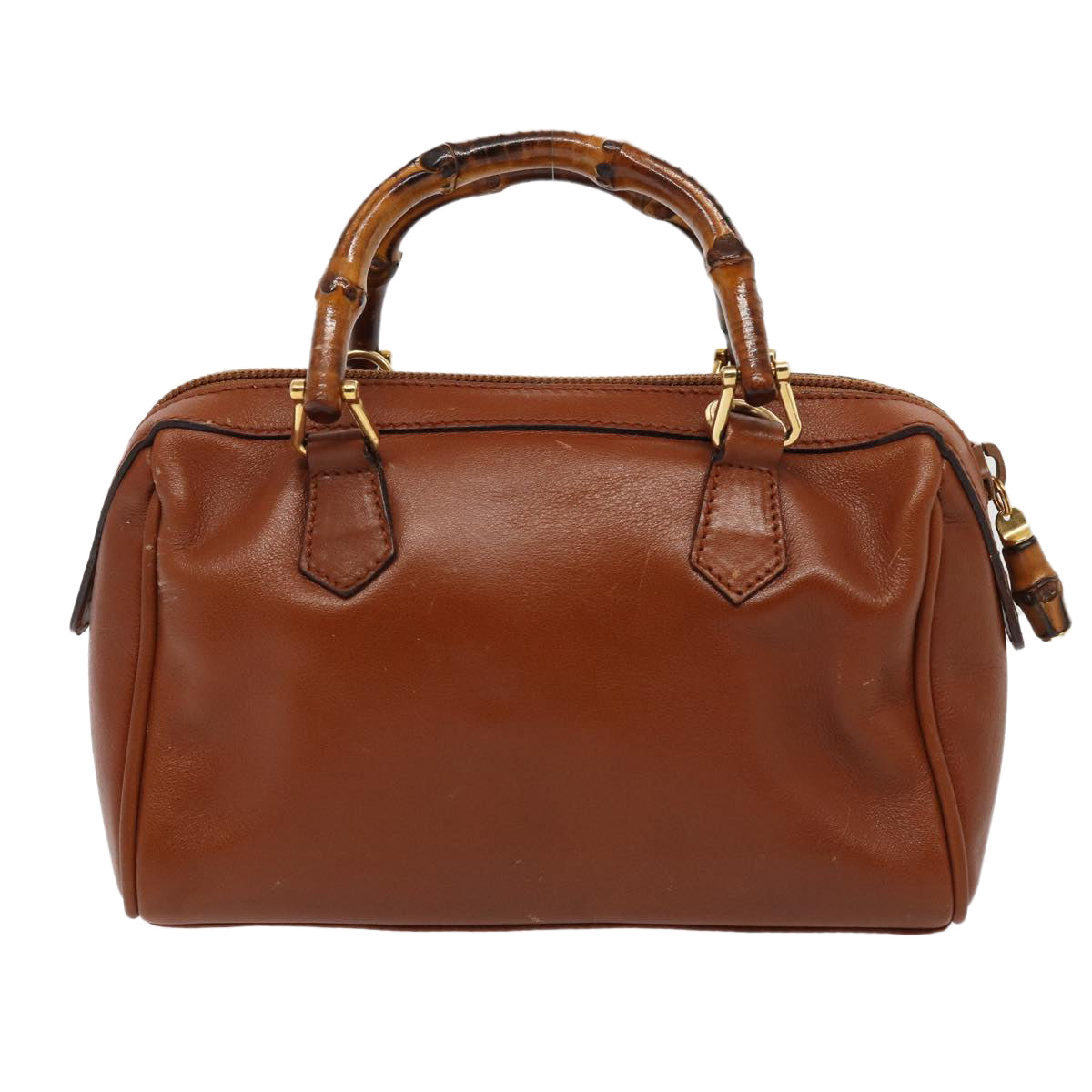 GUCCI Bamboo Hand Bag Leather 2way Brown Gold 007 3444 0232 14371