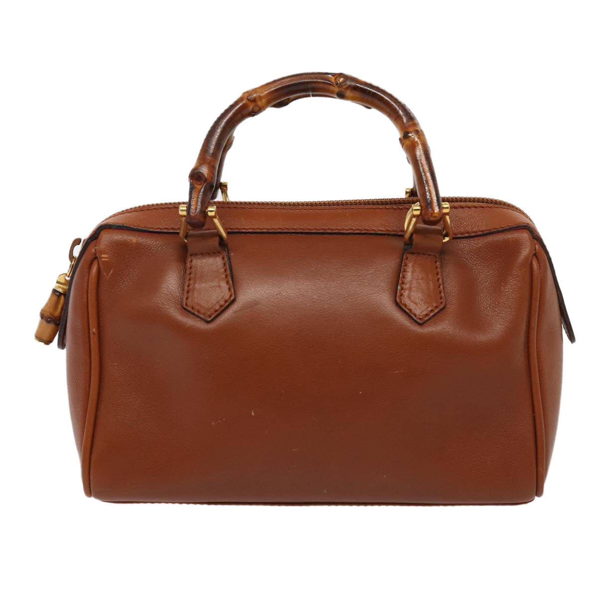 GUCCI Bamboo Hand Bag Leather 2way Brown Gold 007 3444 0232 14371