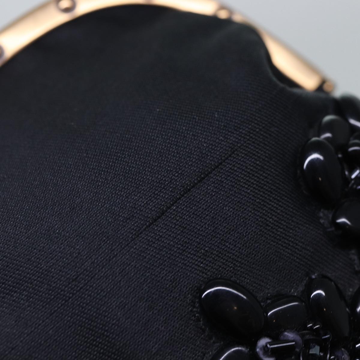 GUCCI Bamboo Beads Chain Purse Pouch Canvas Black 125587 14373