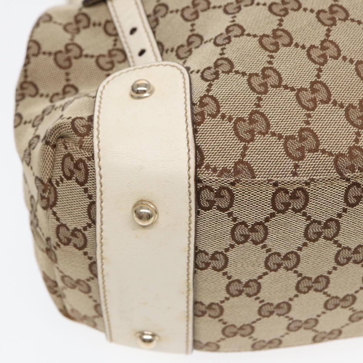GUCCI GG Canvas Horsebit Tote Bag Beige Silver 137621 14424