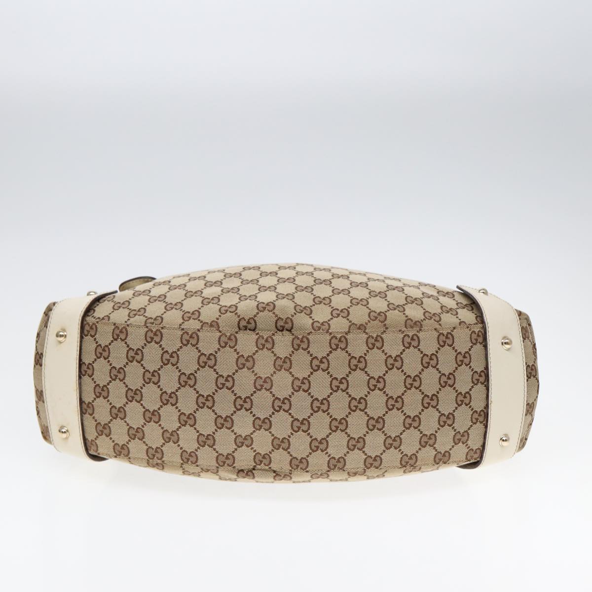 GUCCI GG Canvas Horsebit Tote Bag Beige Silver 137621 14424