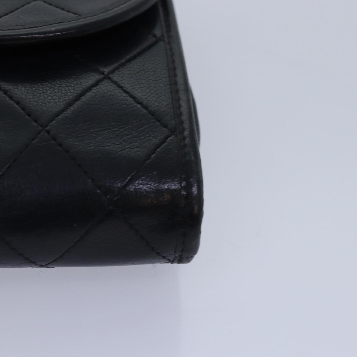 CHANEL Matelasse Chain Shoulder Bag Lamb Skin Black Gold CC yk14739