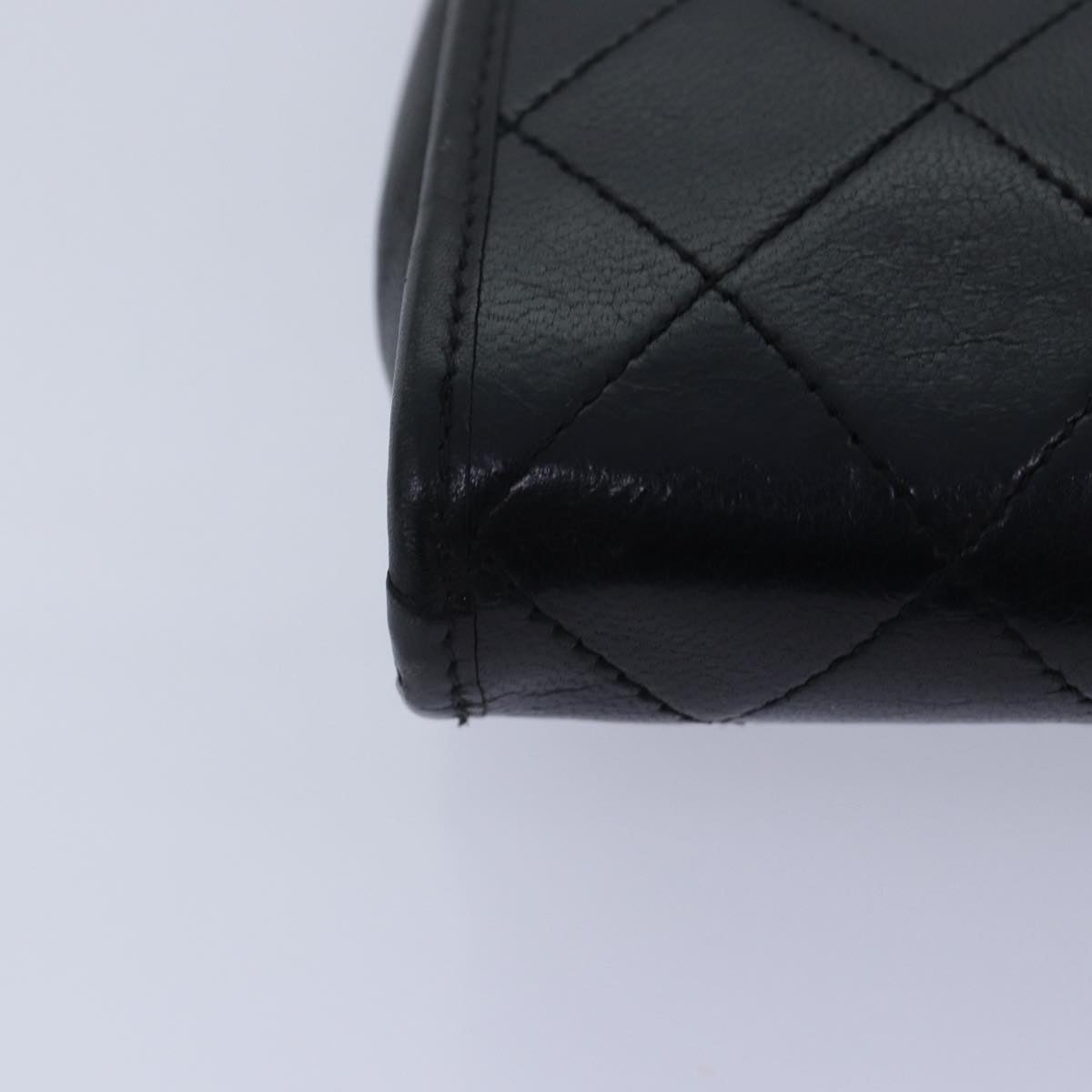 CHANEL Matelasse Chain Shoulder Bag Lamb Skin Black Gold CC yk14739