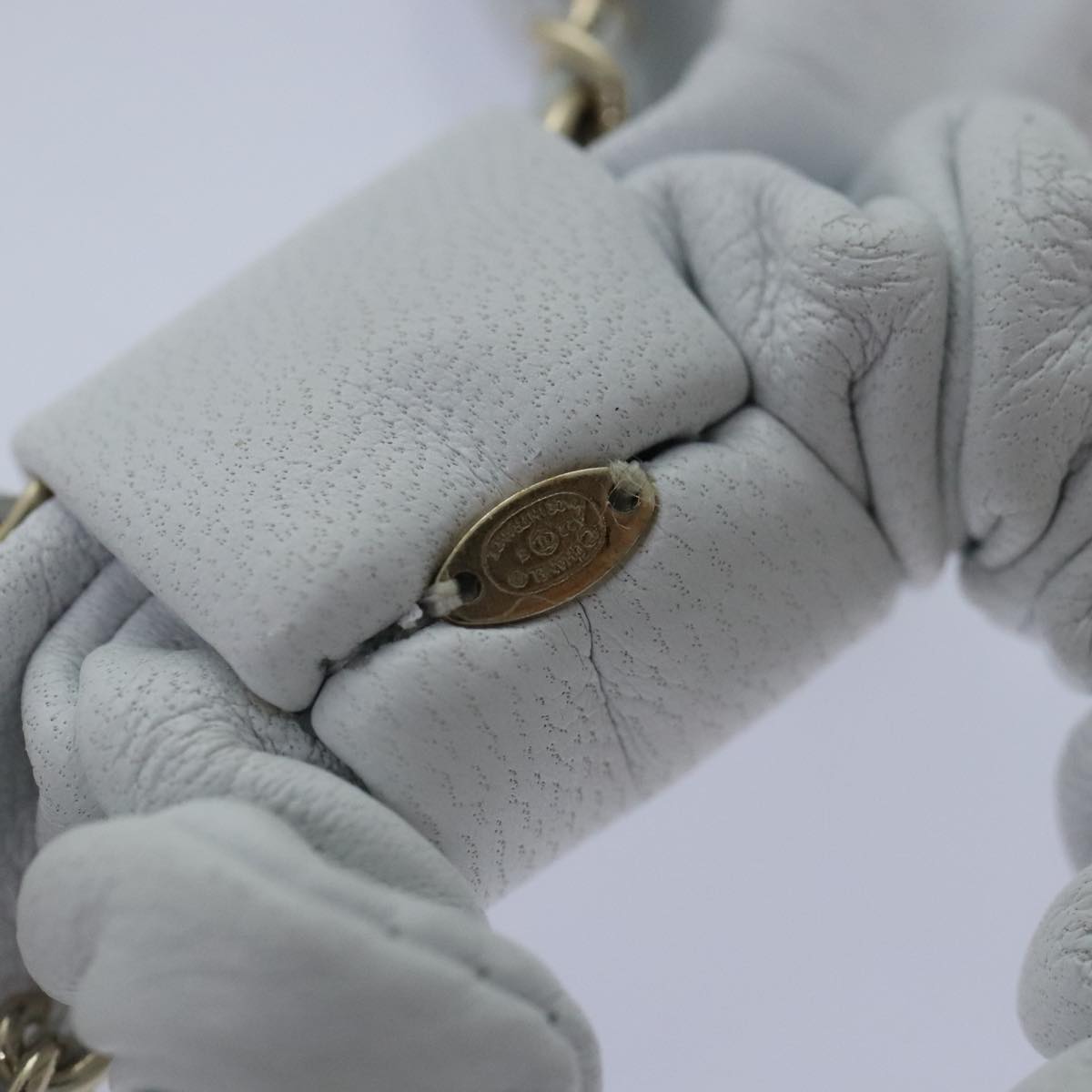 CHANEL COCO Mark Scrunchie Hair clip Lamb Skin White CC yk14744