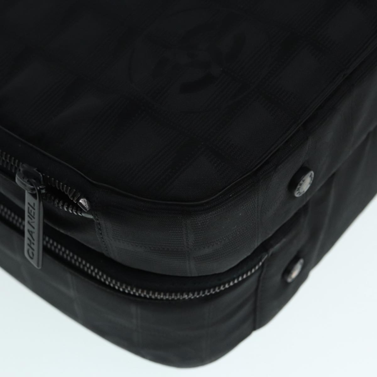 CHANEL New Travel Line Travel Case Nylon Black CC yk14766