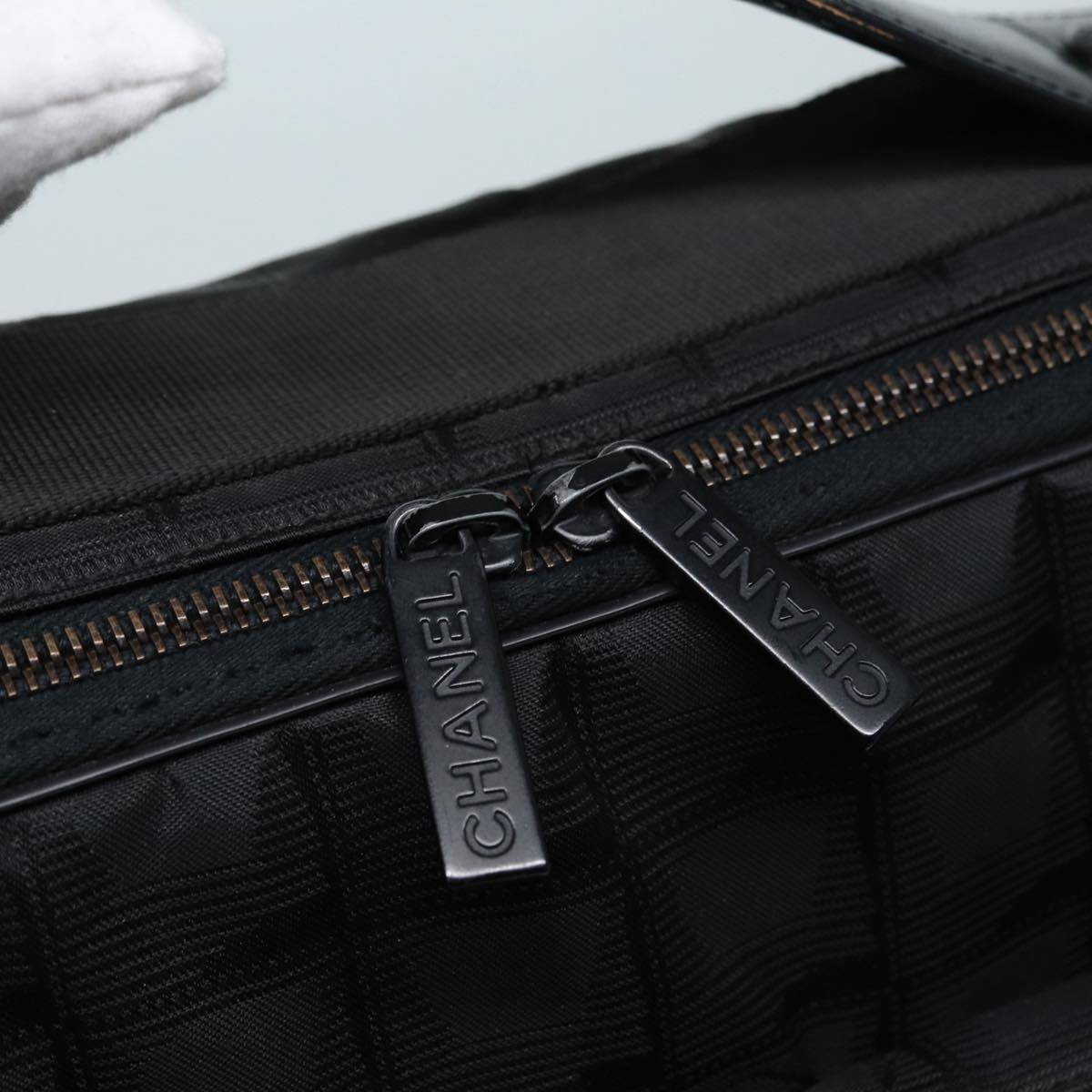 CHANEL New Travel Line Travel Case Nylon Black CC yk14766