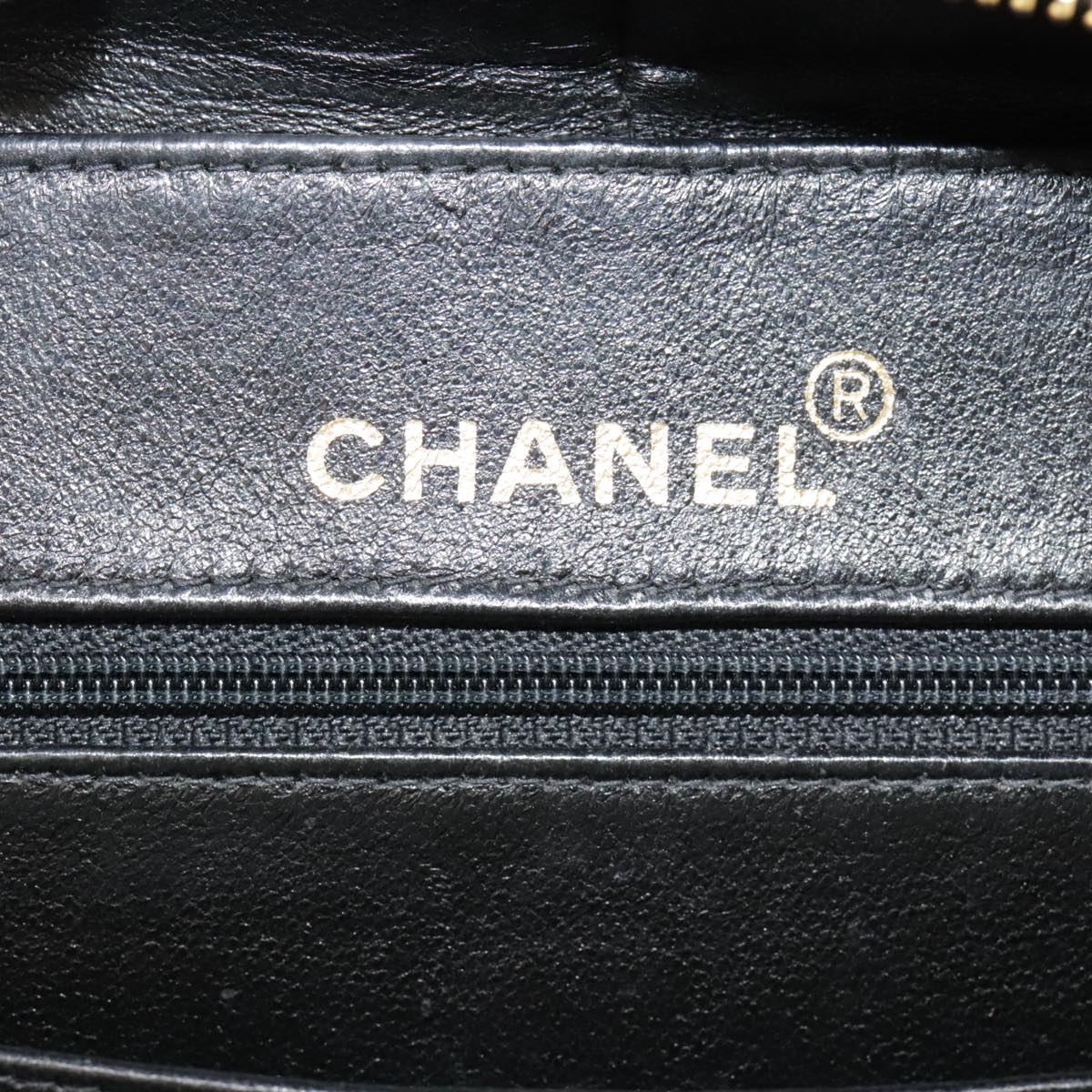 CHANEL Matelasse Chain Hand Bag Enamel Black Gold CC yk14913