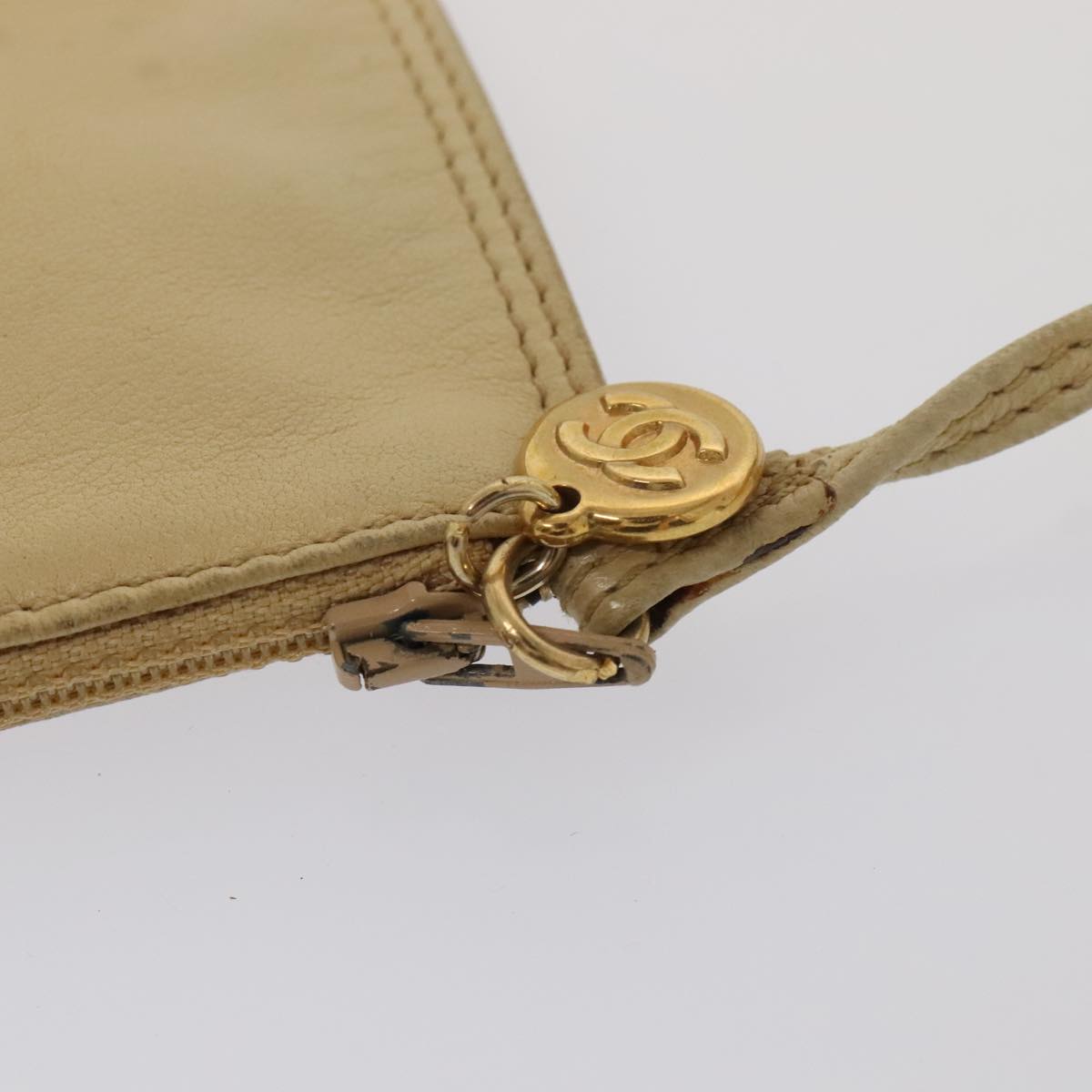 CHANEL COCO Mark Chain Tote Bag Straw Leather Beige Gold CC yk14915