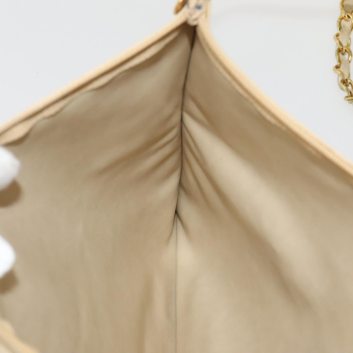 CHANEL COCO Mark Chain Tote Bag Straw Leather Beige Gold CC yk14915