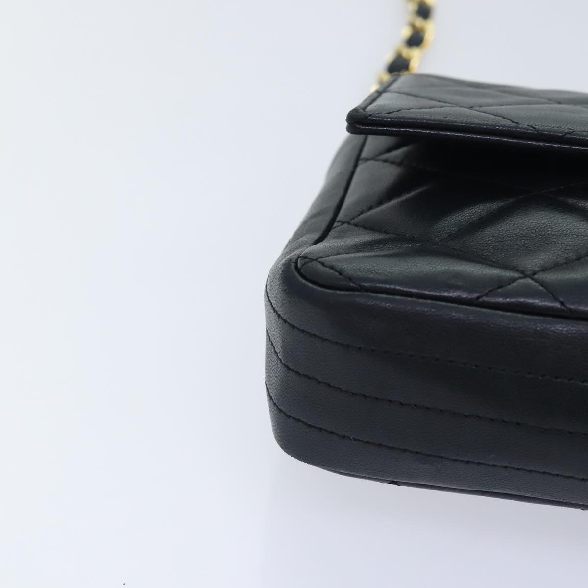 CHANEL Matelasse COCO Mark Chain Stone Bag Lamb Skin Black CC yk15007A