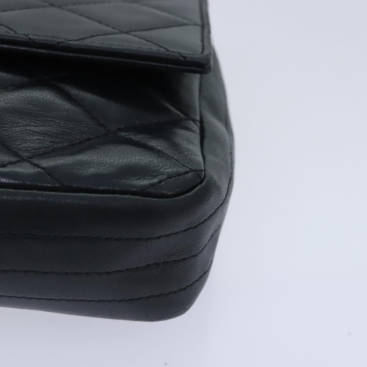 CHANEL Matelasse COCO Mark Chain Stone Bag Lamb Skin Black CC yk15007A