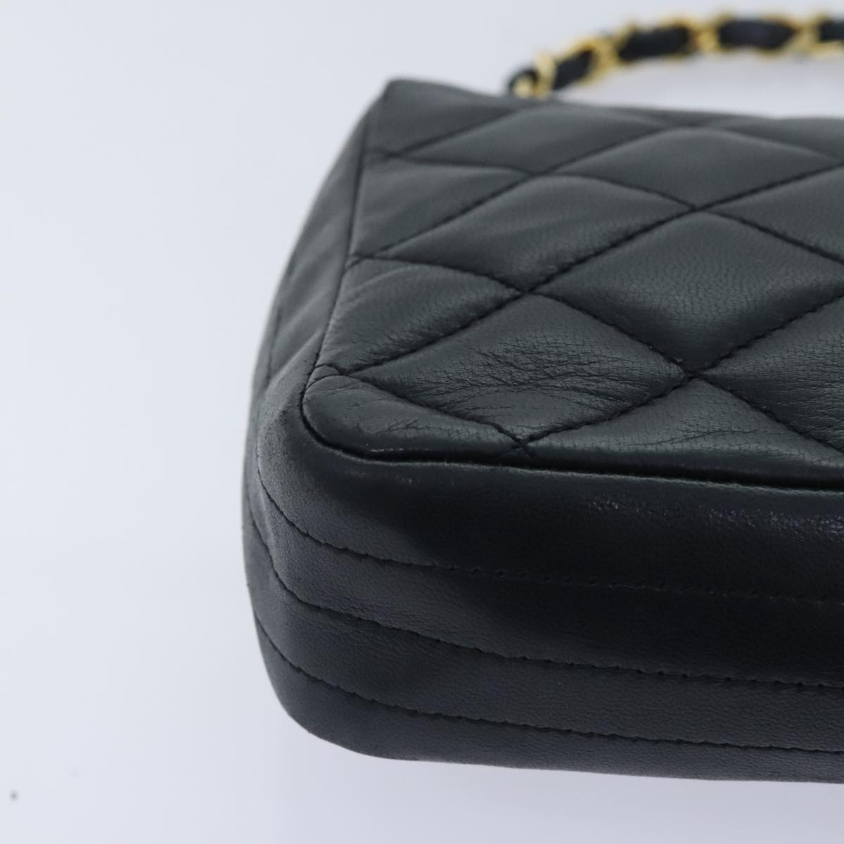 CHANEL Matelasse COCO Mark Chain Stone Bag Lamb Skin Black CC yk15007A