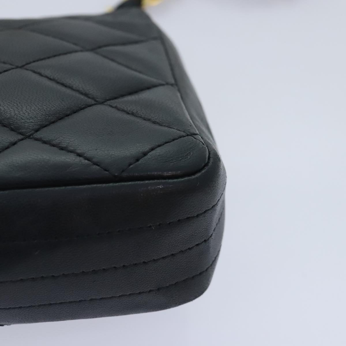 CHANEL Matelasse COCO Mark Chain Stone Bag Lamb Skin Black CC yk15007A