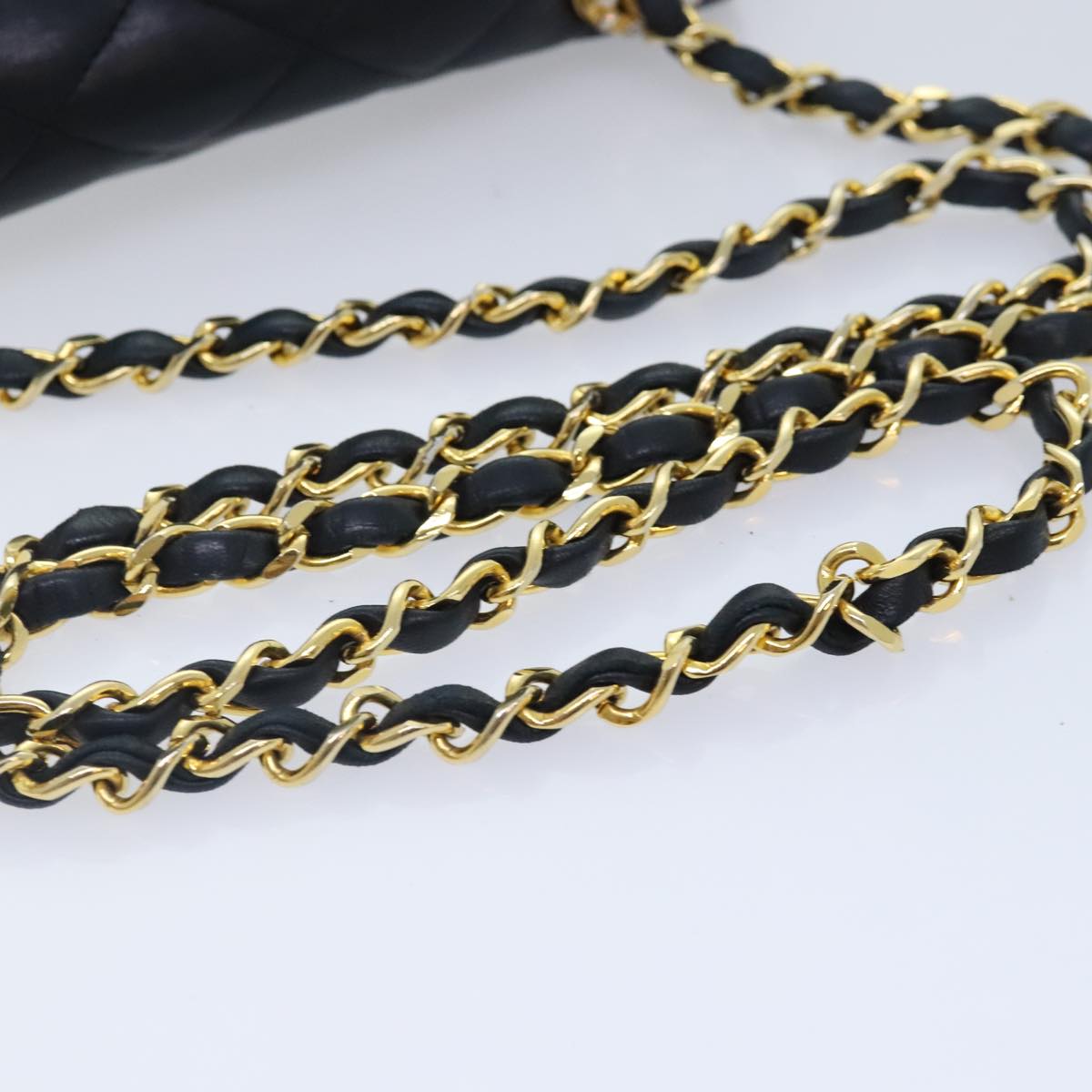 CHANEL Matelasse COCO Mark Chain Stone Bag Lamb Skin Black CC yk15007A