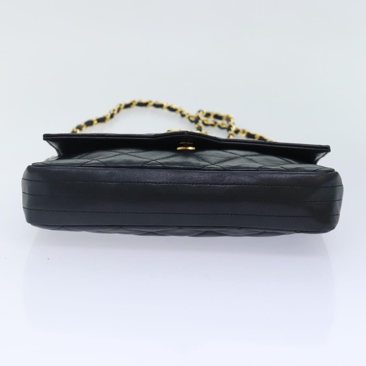 CHANEL Matelasse COCO Mark Chain Stone Bag Lamb Skin Black CC yk15007A