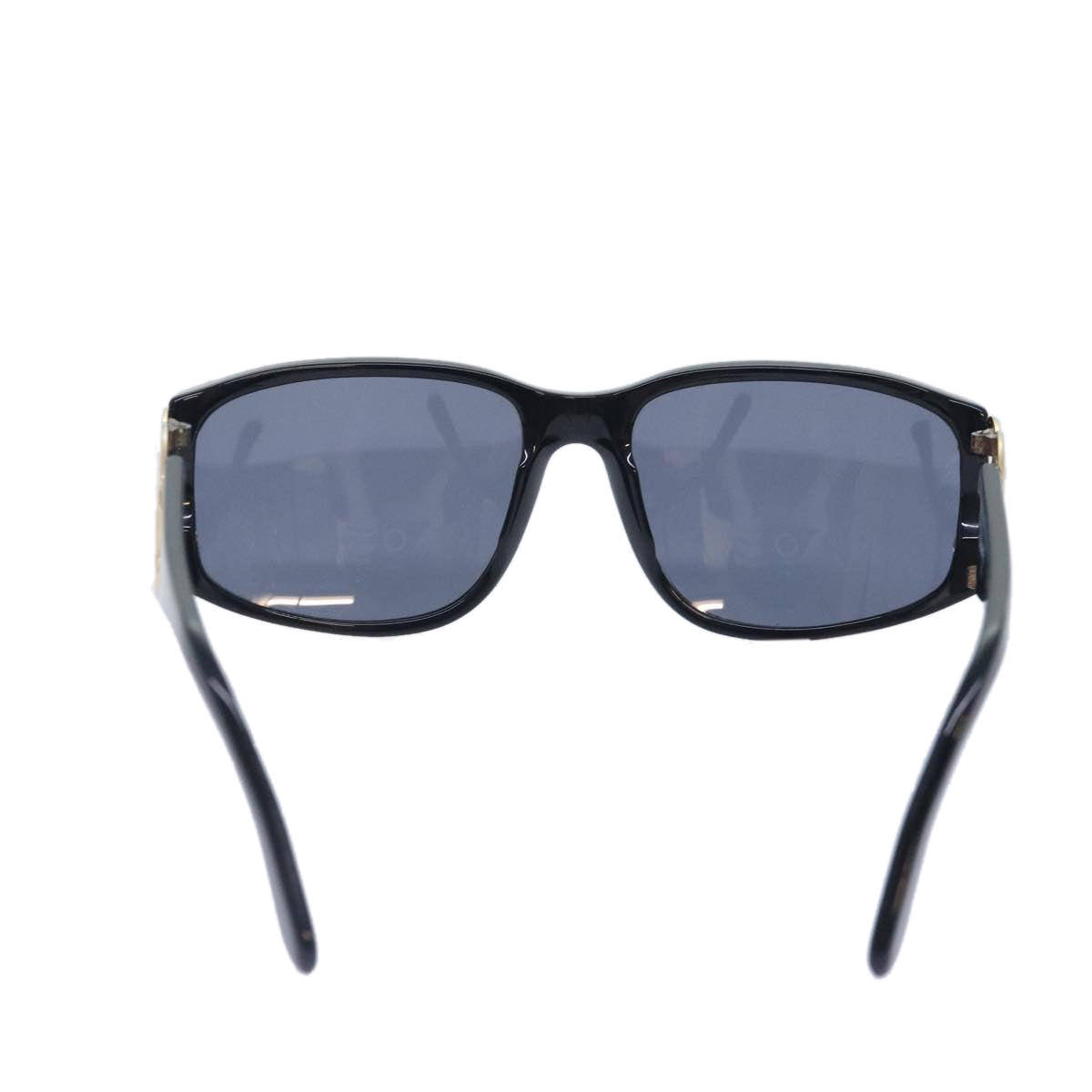 CHANEL Sunglasses Plastic Metal Black Gold CC yk15060
