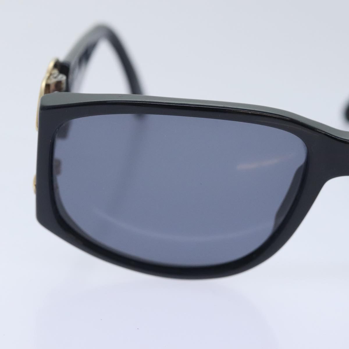 CHANEL Sunglasses Plastic Metal Black Gold CC yk15060