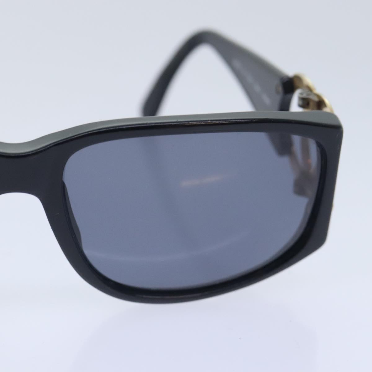 CHANEL Sunglasses Plastic Metal Black Gold CC yk15060