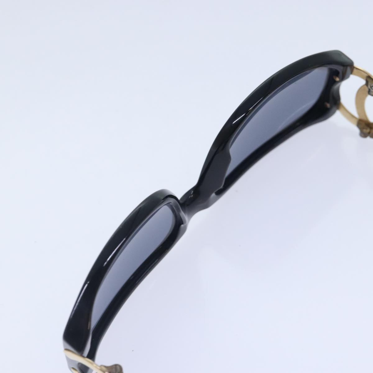 CHANEL Sunglasses Plastic Metal Black Gold CC yk15060