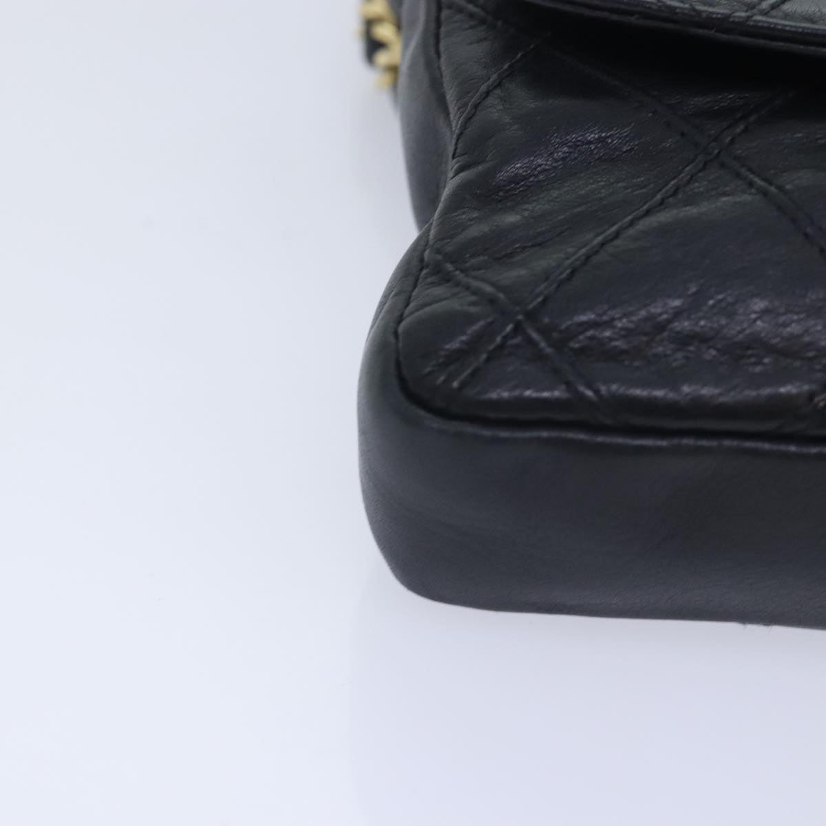 CHANEL Bicolore Chain Waist bag Leather Black Gold CC yk15152