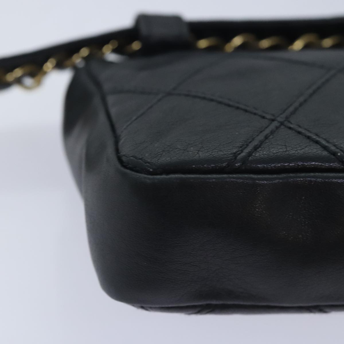 CHANEL Bicolore Chain Waist bag Leather Black Gold CC yk15152