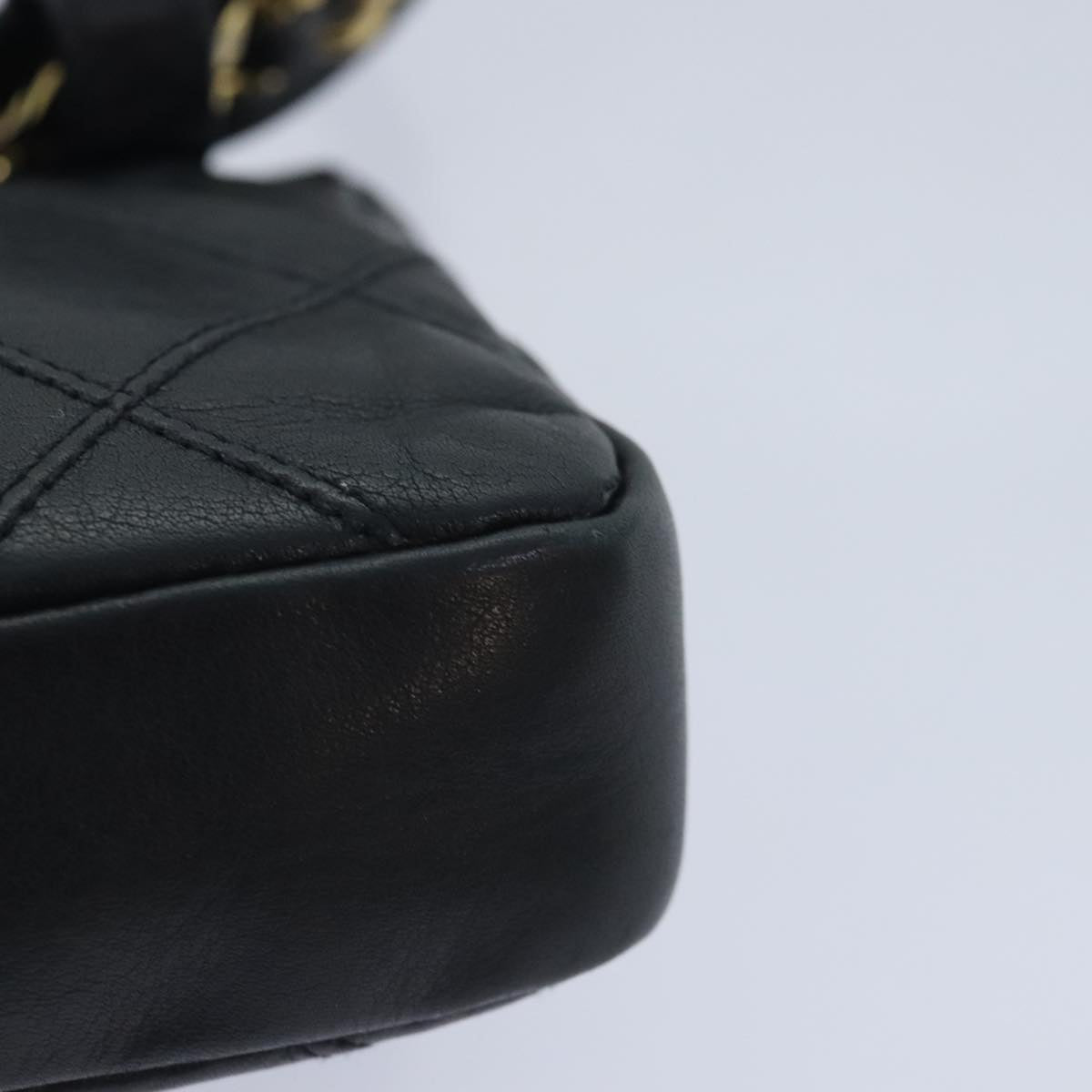 CHANEL Bicolore Chain Waist bag Leather Black Gold CC yk15152