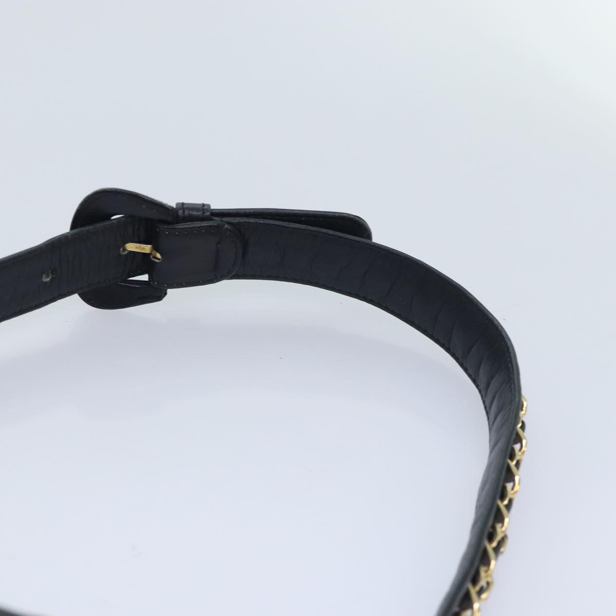 CHANEL Bicolore Chain Waist bag Leather Black Gold CC yk15152