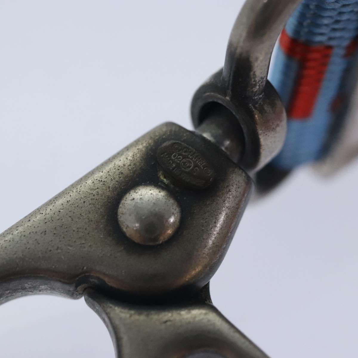CHANEL Neck Strap Nylon Blue Silver CC yk15223
