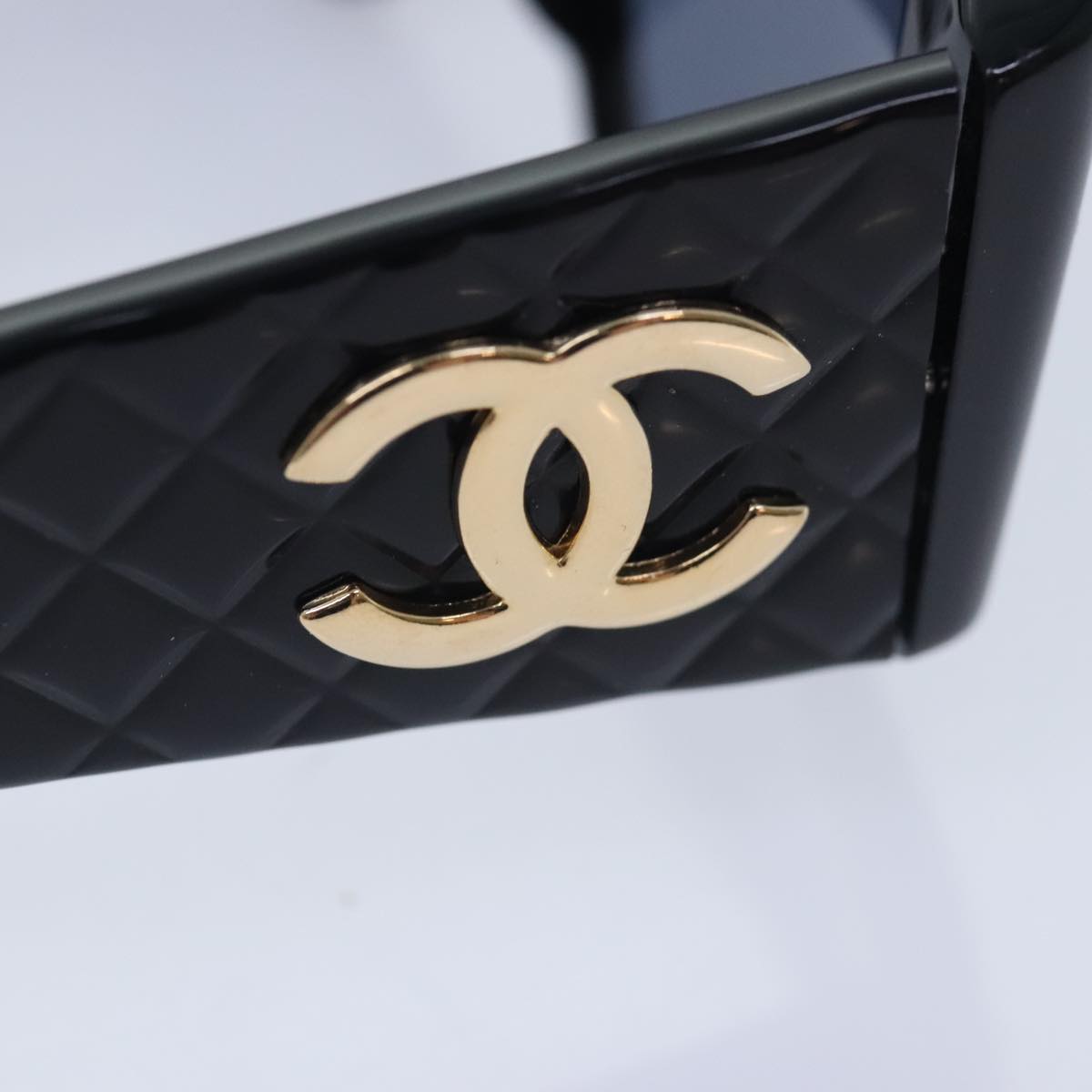 CHANEL COCO Mark Sunglasses plastic Black CC yk15227