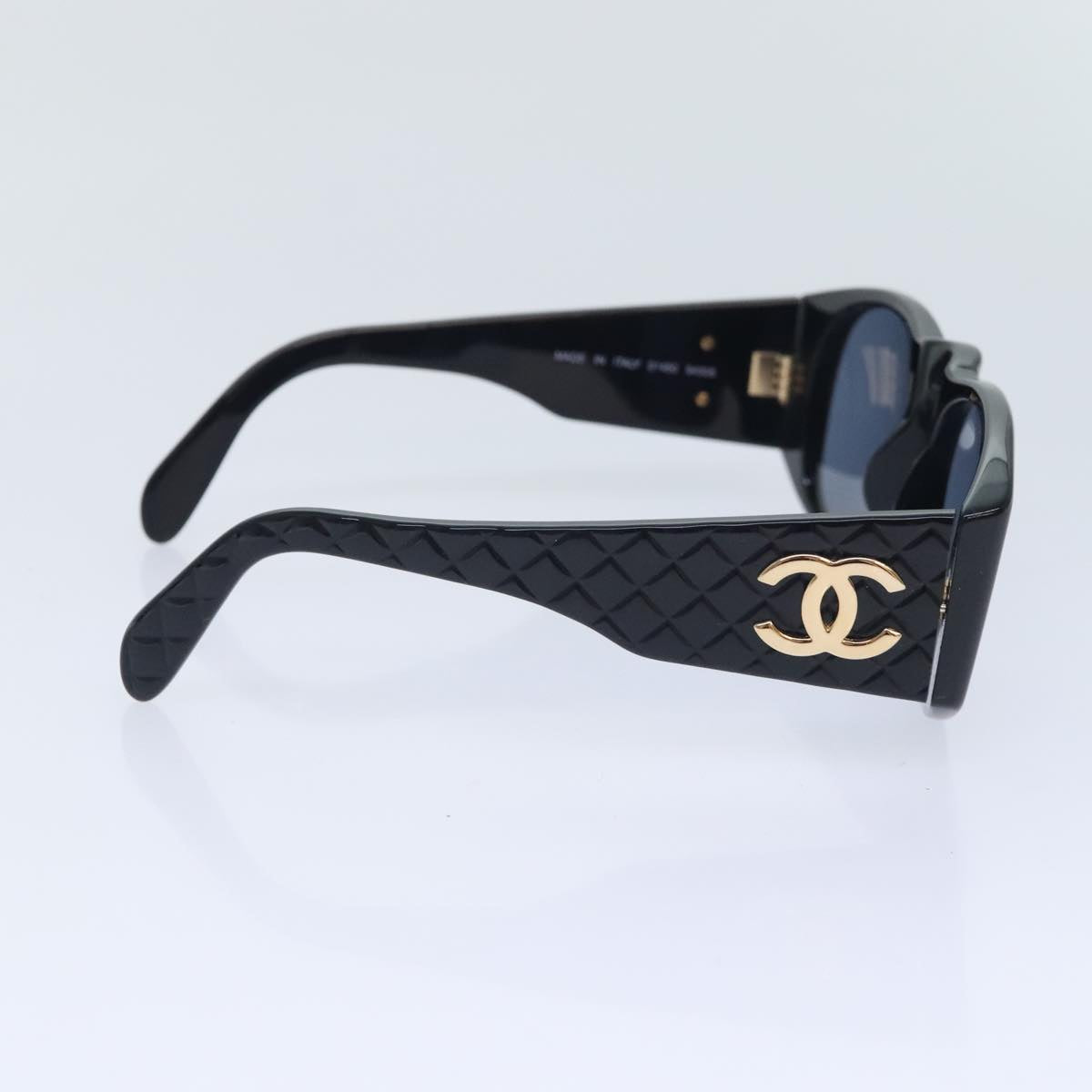 CHANEL COCO Mark Sunglasses plastic Black CC yk15227