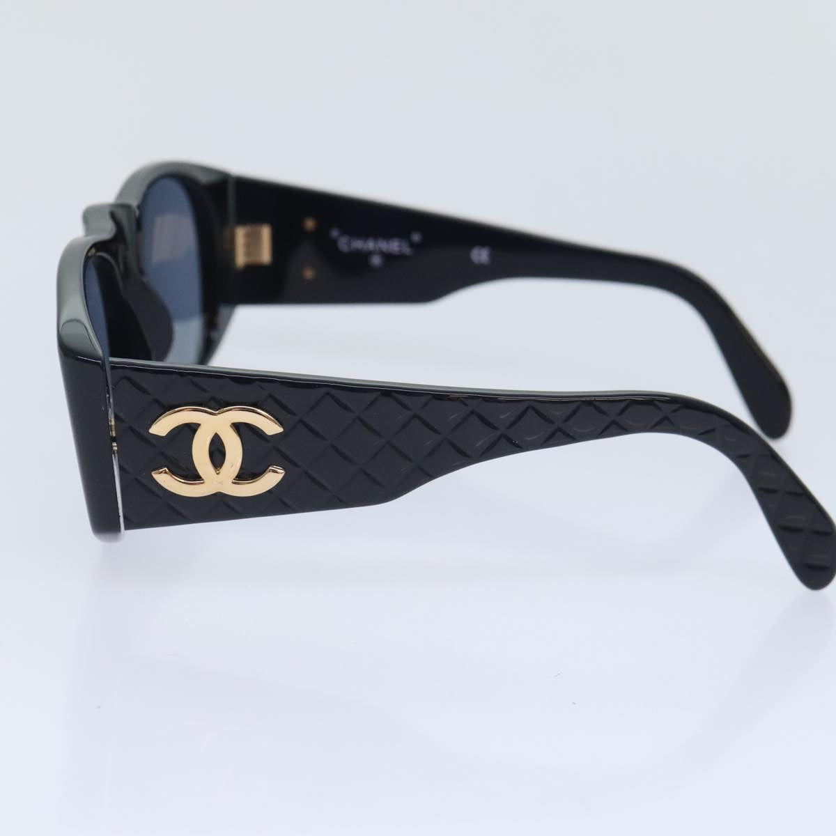 CHANEL COCO Mark Sunglasses plastic Black CC yk15227