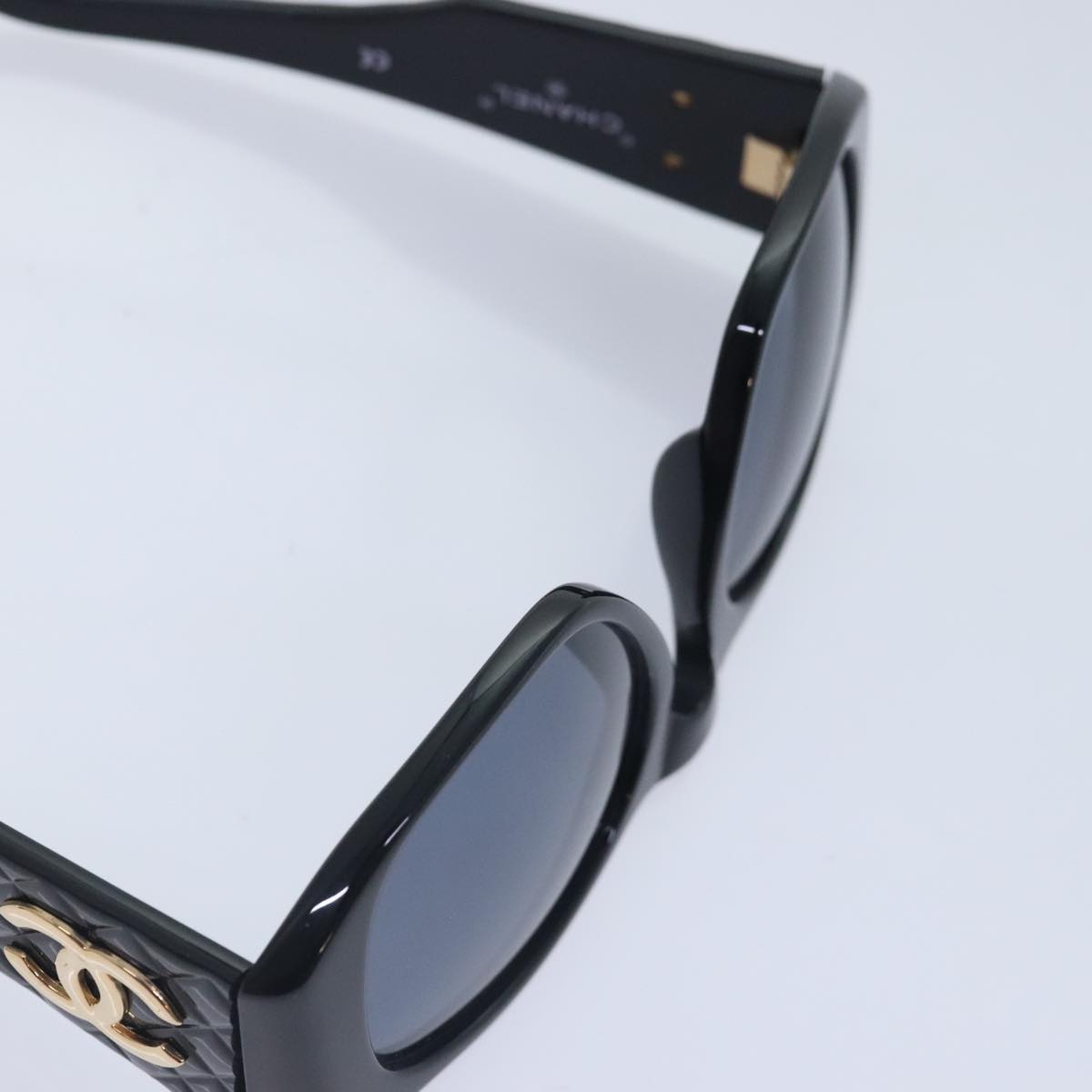 CHANEL COCO Mark Sunglasses plastic Black CC yk15227