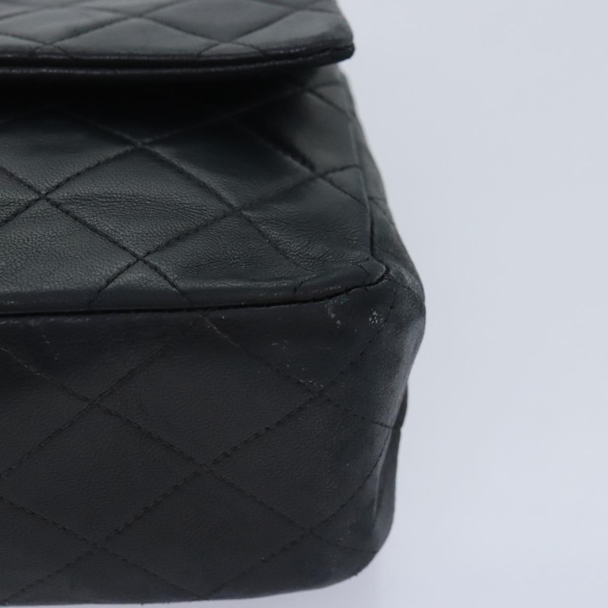 CHANEL Matelasse Turn Lock Chain Shoulder Bag Lamb Skin Black CC yk15263A
