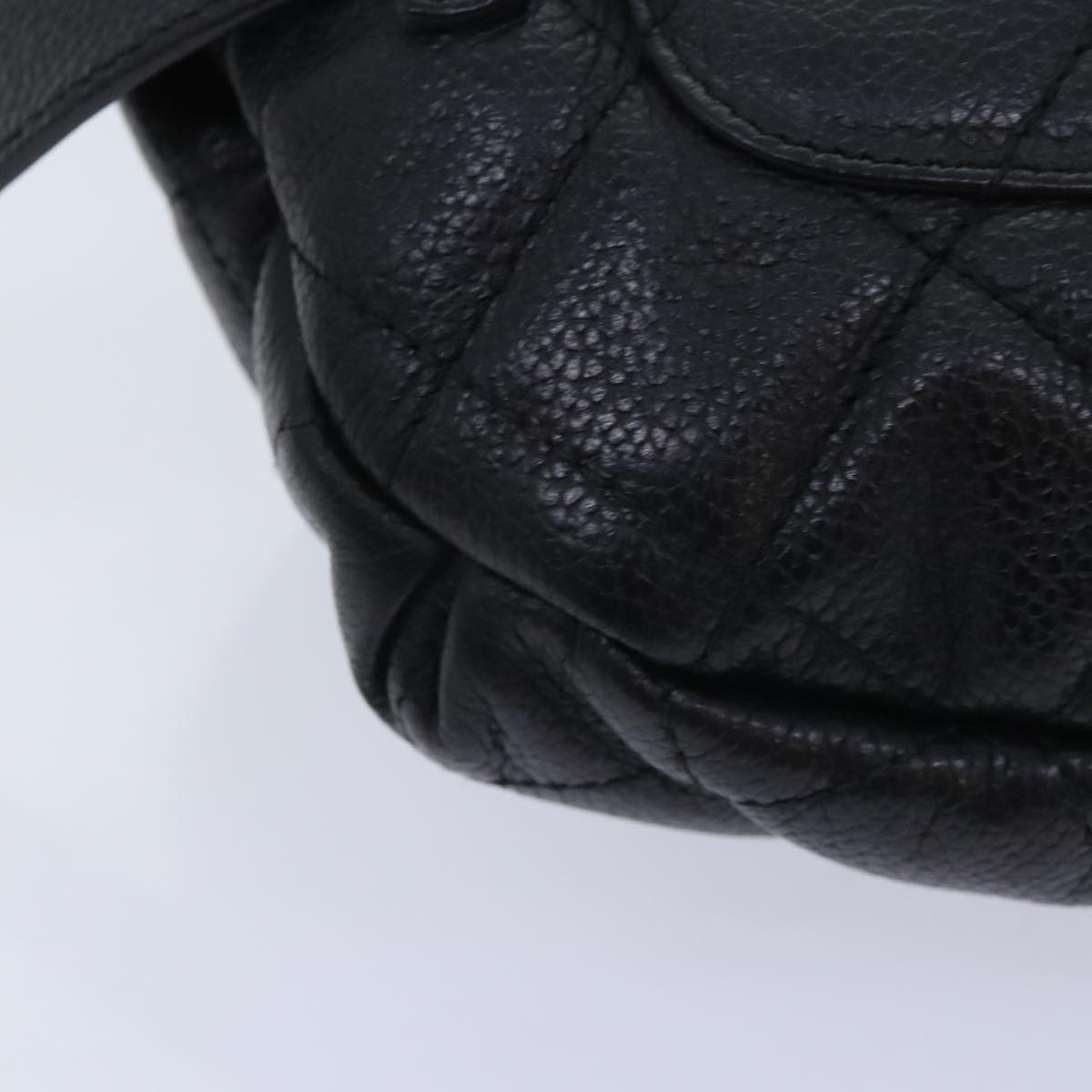 CHANEL Matelasse Waist bag Caviar Skin Black Silver CC yk15369