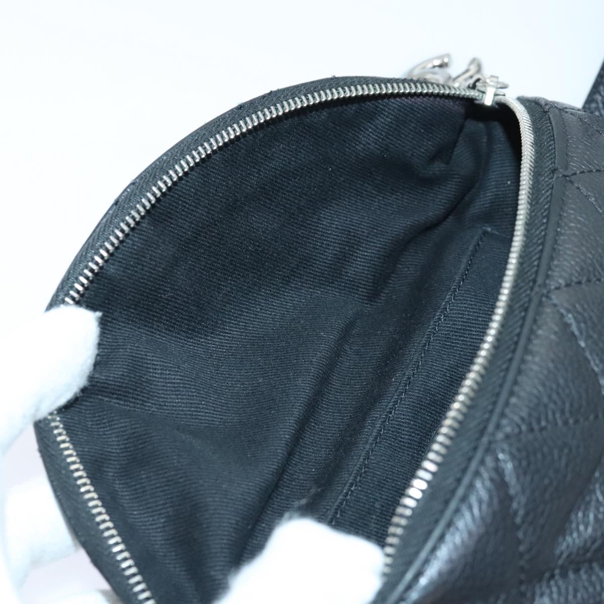 CHANEL Matelasse Waist bag Caviar Skin Black Silver CC yk15369